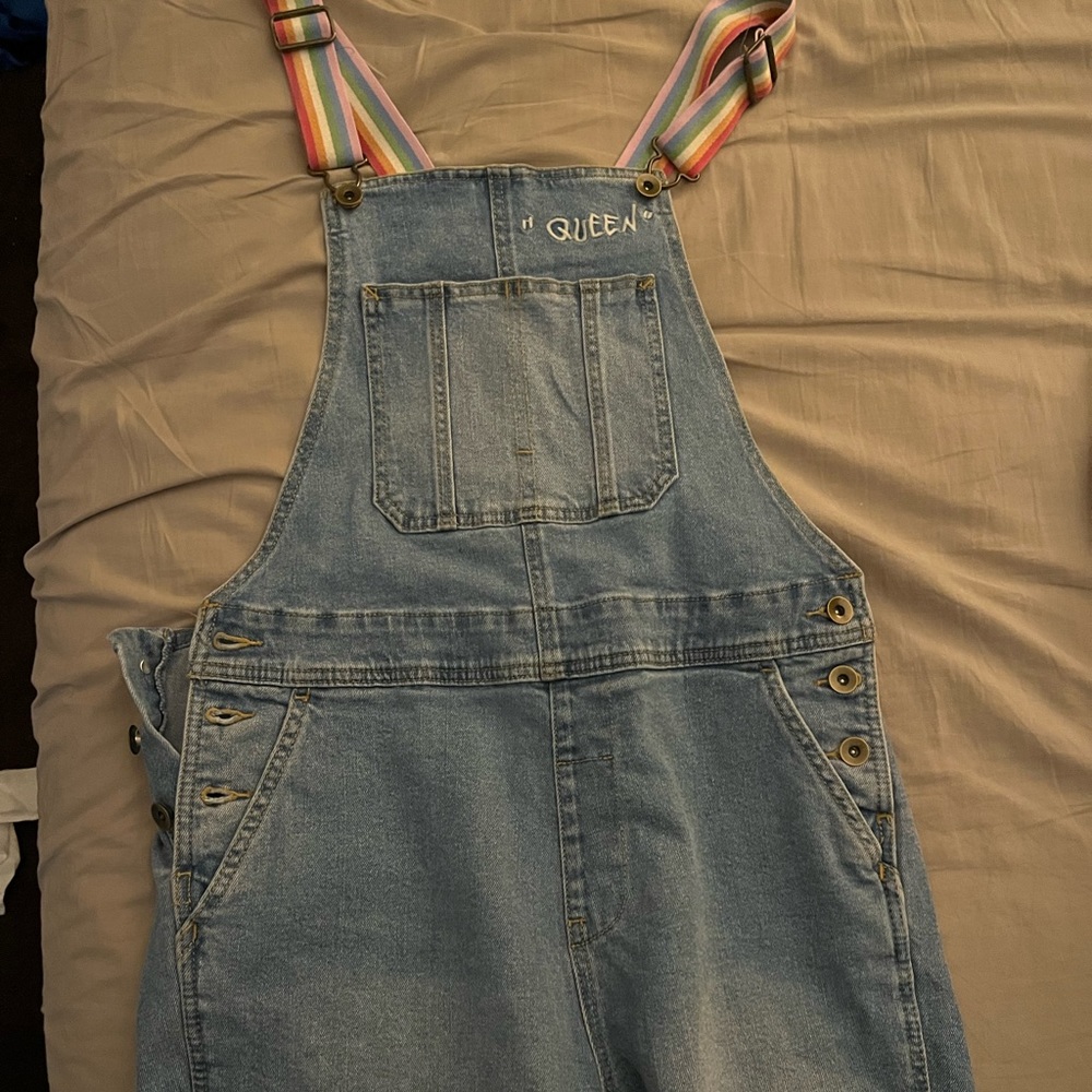 Denim short overalls